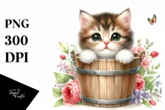 Cute Cat with Flowers, Transparent PNG Product Image 3