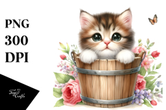 Cute Cat with Flowers, Transparent PNG Product Image 1