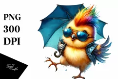 Cute Baby Bird Dancing with Sunglasses PNG Product Image 3