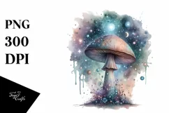 Detailed Pastel Mystical Mushroom Watercolor Splash PNG Product Image 3