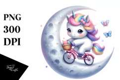 Baby Unicorn Moon Watercolor Sublimation Product Image 1