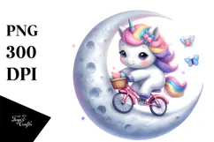 Baby Unicorn Moon Watercolor Sublimation Product Image 1