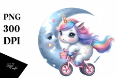 Baby Unicorn Moon Watercolor Sublimation Product Image 1
