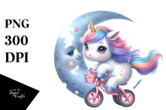 Baby Unicorn Moon Watercolor Sublimation Product Image 1