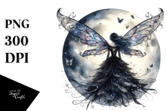 Gothic Fairy on the Moon View from Back, Transparent PNG Product Image 1