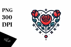 Simple Cartoon Heart Roses PNG Product Image 1
