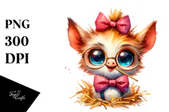 Funny Mini Banshee with Bow and Tie, Colorful PNG Product Image 1