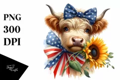 Caricature-like Bow Highland Cow Clipart Product Image 1