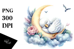 Baby Swan Sleeping on Moon PNG Product Image 1