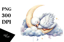 Baby Swan Sleeping on Moon PNG Product Image 1