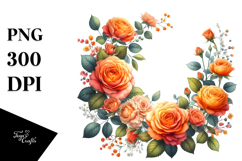 Vibrant Orange Roses Horizontal Frame PNG Product Image 1