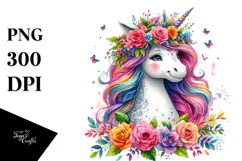 Vibrant Drawing of Cute Unicorn PNG Product Image 1