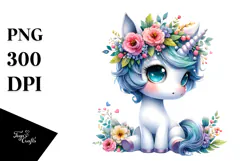 Cute Unicorn Sitting with Cool Haircut and Expressive Face, Product Image 1