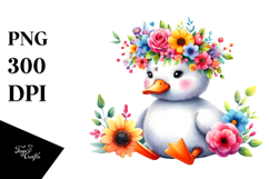 Vibrant Flower Crown Duck | Clipart Product Image 1