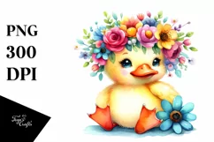 Colorful Flower Crown | Cartoon-Style Watercolor Clipart Product Image 1