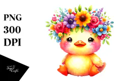 Vibrant Flower Duck Flower Crown | Clipart Product Image 1