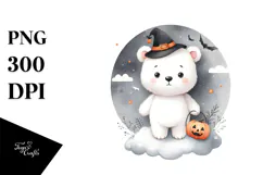 Cute Baby Polar Bear on Cloud, Transparent PNG Product Image 1