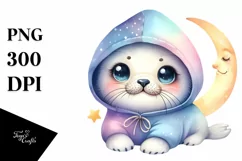Colorful Baby Hooded Seal | Sublimation | Clipart Product Image 3