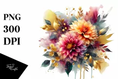 Abstract Vibrant Bouquet Gold Foil Clipart Product Image 1
