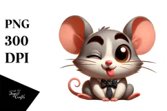 Cute Cartoon Mouse with Bow Tie, Transparent PNG Product Image 1