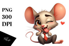 Cute Mouse with Bow Tie PNG Product Image 1