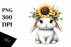 Whimsical Baby Rabbit Sunflower Wreath | Clipart Product Image 3