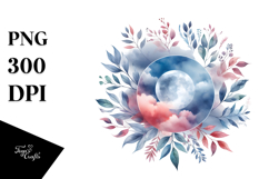 Vibrant Abstract Moon with Foliage Clouds Product Image 1