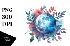 Vibrant Abstract Moon with Foliage Clouds Product Image 1