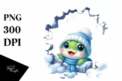 Cute Winter Baby Frog PNG Product Image 1