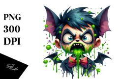 Funny Bat Boy with Green Slime PNG Product Image 1