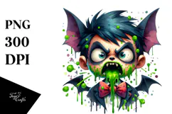 Funny Bat Boy with Green Slime PNG Product Image 1