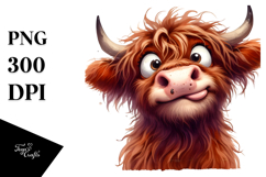 Funny Baby Face Highland Cow, Transparent PNG Product Image 1