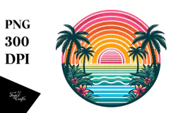 Retro Tropical Rainbow Sunset, 20 oz Tumbler Product Image 1