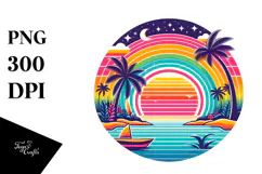 Retro Tropical Rainbow Sunset, 20 oz Tumbler Product Image 1