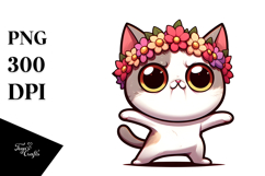 Dancing Kitten with Flower Crown PNG Product Image 1