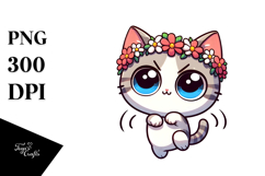 Dancing Kitten with Flower Crown PNG Product Image 1