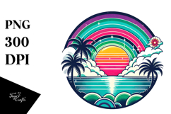 Retro Tropical Rainbow Sunset, 20 oz Tumbler Product Image 1