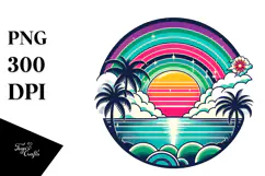 Retro Tropical Rainbow Sunset, 20 oz Tumbler Product Image 1