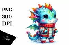 Cute Vibrant Baby Dragon PNG Product Image 1