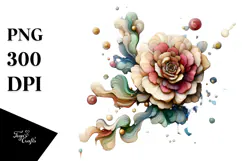 Wooden Carnation Watercolor Splash PNG Product Image 1