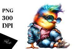Cute Baby Bird Poses with Cool Haircut PNG Product Image 1
