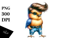 Cute Baby Bird Poses with Cool Haircut PNG Product Image 3