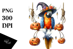 Halloween Macaw on Moon PNG Product Image 1