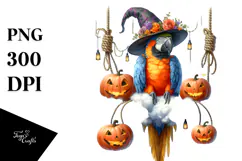 Halloween Macaw on Moon PNG Product Image 1