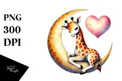 Adorned Giraffe on Moon PNG Product Image 1
