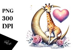 Adorned Giraffe on Moon PNG Product Image 1