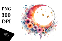 Boho Moon with Flowers and Stars Product Image 1