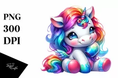 cute Baby Unicorn Playing Funny PNG Product Image 1