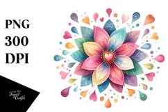 Colorful Boho Flower with Heart Petals PNG Product Image 1