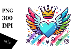 Winged Heart with Crown PNG Product Image 1